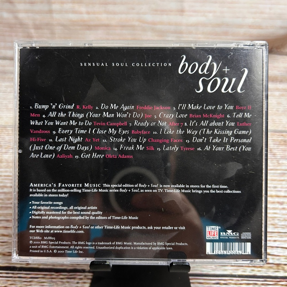 Time Life Body + Soul No Control CD Sensual Soul Collection 2001 R&B Aaliyah